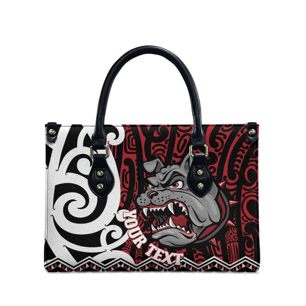 Personalised Aotearoa Bulldog Leather Bag New Zealand Maori Taniko Art - Aussie Hoodie