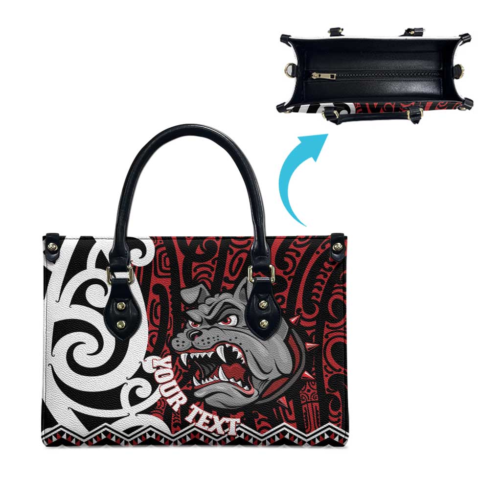 Personalised Aotearoa Bulldog Leather Bag New Zealand Maori Taniko Art - Aussie Hoodie