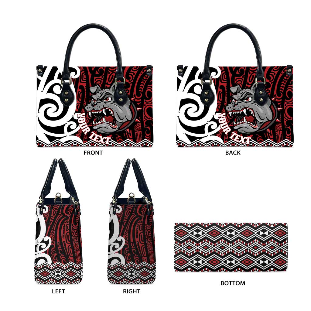 Personalised Aotearoa Bulldog Leather Bag New Zealand Maori Taniko Art - Aussie Hoodie