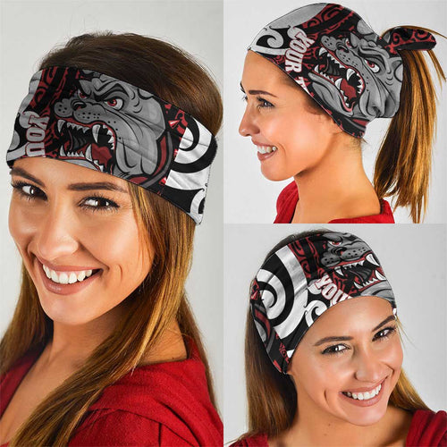 Personalised Aotearoa Bulldog Neck Gaiter New Zealand Maori Taniko Art - Aussie Hoodie