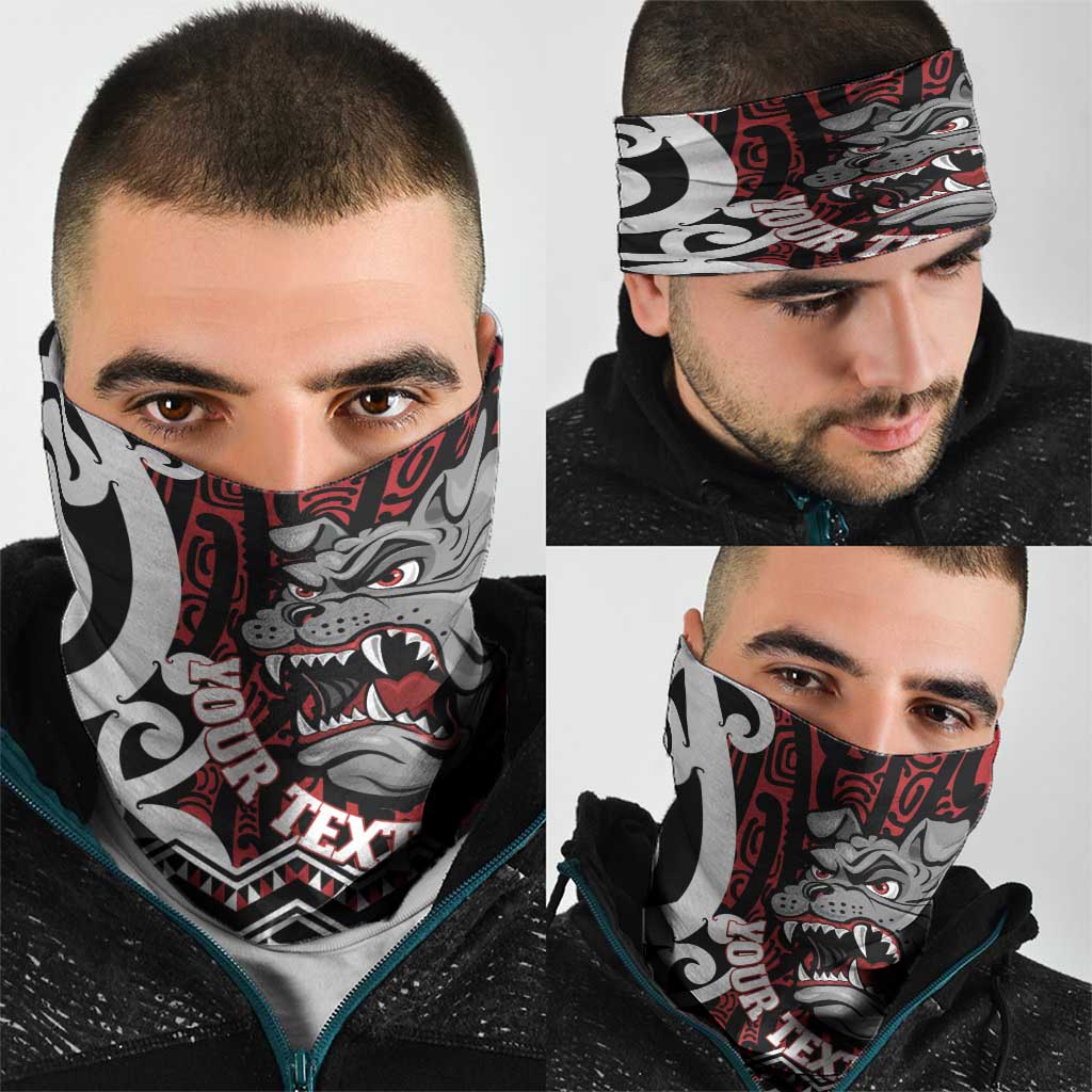 Personalised Aotearoa Bulldog Neck Gaiter New Zealand Maori Taniko Art - Aussie Hoodie