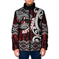 Personalised Aotearoa Bulldog Padded Jacket New Zealand Maori Taniko Art - Aussie Hoodie