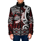 Personalised Aotearoa Bulldog Padded Jacket New Zealand Maori Taniko Art - Aussie Hoodie