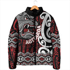 Personalised Aotearoa Bulldog Padded Jacket New Zealand Maori Taniko Art - Aussie Hoodie