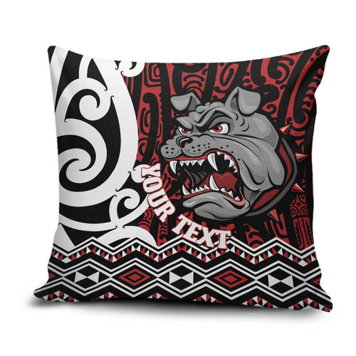Personalised Aotearoa Bulldog Pillow Cover New Zealand Maori Taniko Art - Aussie Hoodie