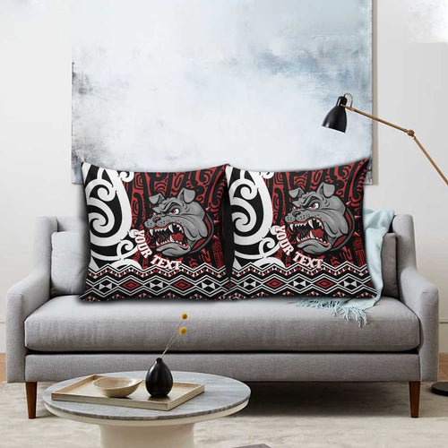 Personalised Aotearoa Bulldog Pillow Cover New Zealand Maori Taniko Art - Aussie Hoodie