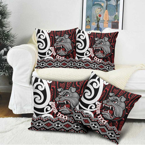 Personalised Aotearoa Bulldog Pillow Cover New Zealand Maori Taniko Art - Aussie Hoodie