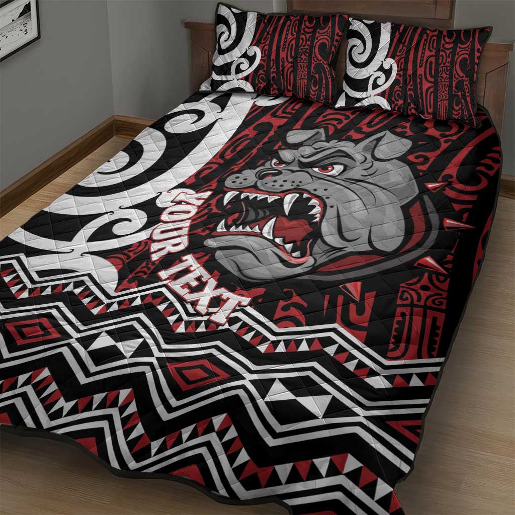 Personalised Aotearoa Bulldog Quilt Bed Set New Zealand Maori Taniko Art
