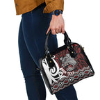 Personalised Aotearoa Bulldog Shoulder Handbag New Zealand Maori Taniko Art