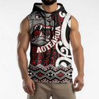 Personalised Aotearoa Bulldog Sleeveless Hoodie New Zealand Maori Taniko Art - Aussie Hoodie