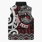 Personalised Aotearoa Bulldog Sleeveless Puffer Jacket New Zealand Maori Taniko Art - Aussie Hoodie