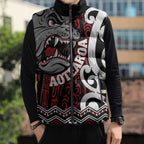 Personalised Aotearoa Bulldog Sleeveless Puffer Jacket New Zealand Maori Taniko Art - Aussie Hoodie