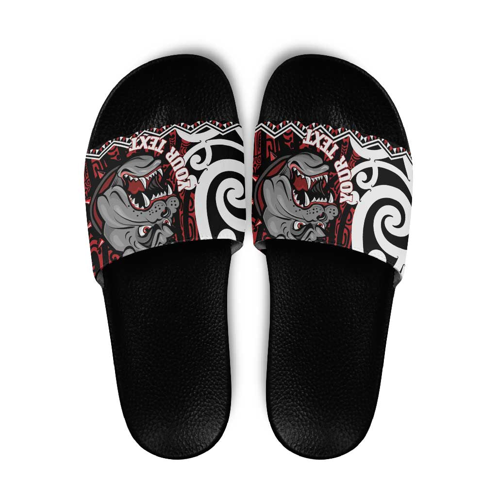 Personalised Aotearoa Bulldog Slide Sandals New Zealand Maori Taniko Art - Aussie Hoodie