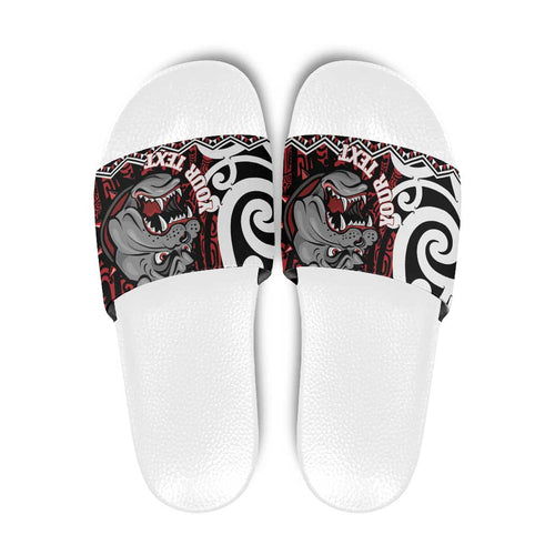 Personalised Aotearoa Bulldog Slide Sandals New Zealand Maori Taniko Art - Aussie Hoodie