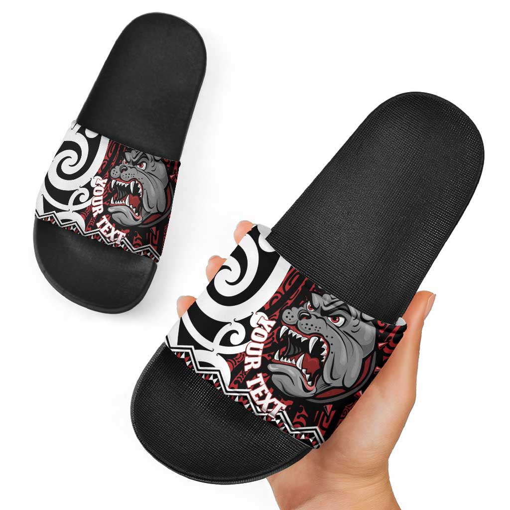 Personalised Aotearoa Bulldog Slide Sandals New Zealand Maori Taniko Art - Aussie Hoodie