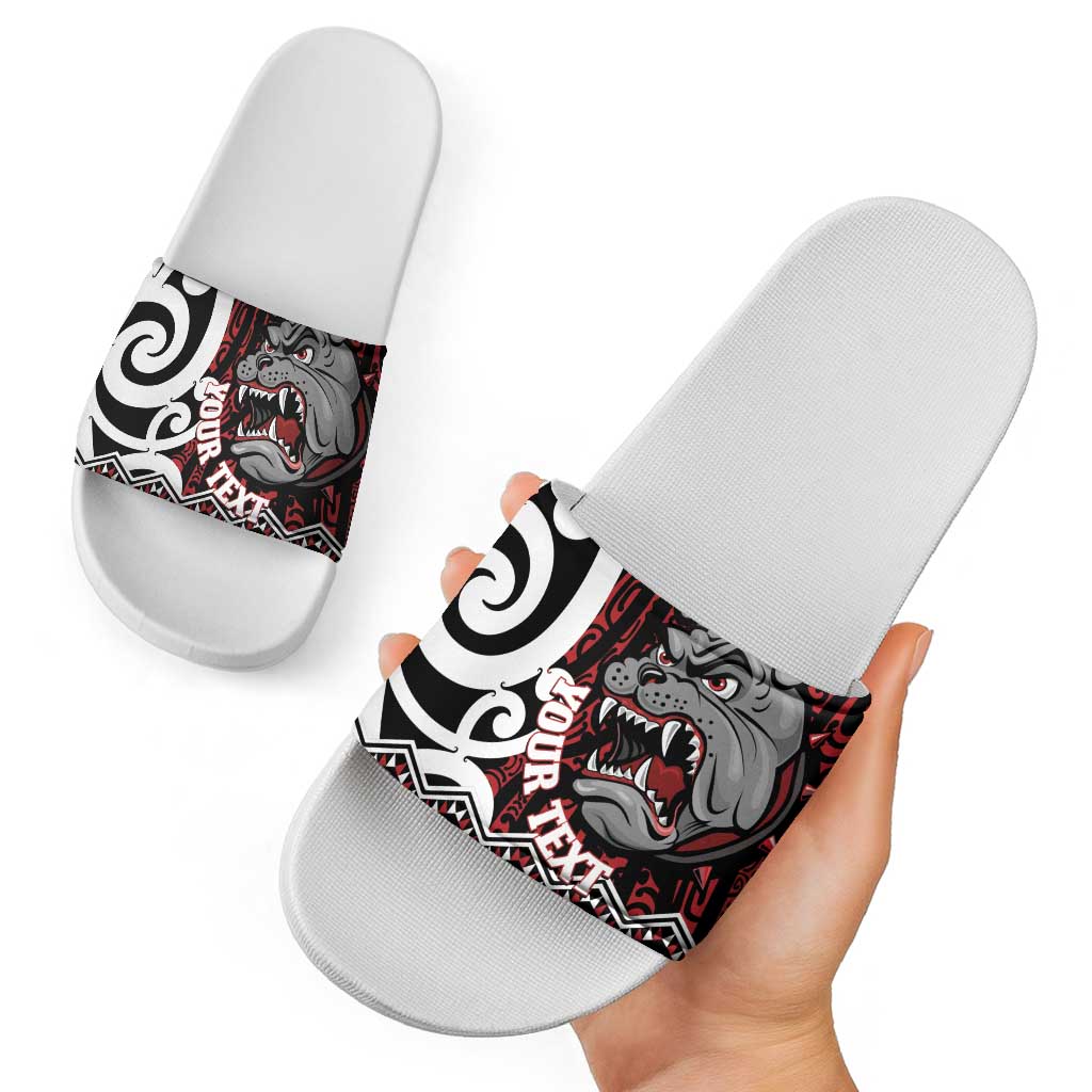 Personalised Aotearoa Bulldog Slide Sandals New Zealand Maori Taniko Art - Aussie Hoodie
