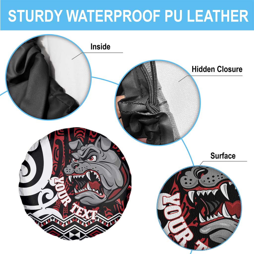 Personalised Aotearoa Bulldog Spare Tire Cover New Zealand Maori Taniko Art