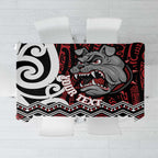 Personalised Aotearoa Bulldog Tablecloth New Zealand Maori Taniko Art