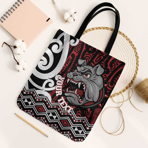 Personalised Aotearoa Bulldog Tote Bag New Zealand Maori Taniko Art - Aussie Hoodie