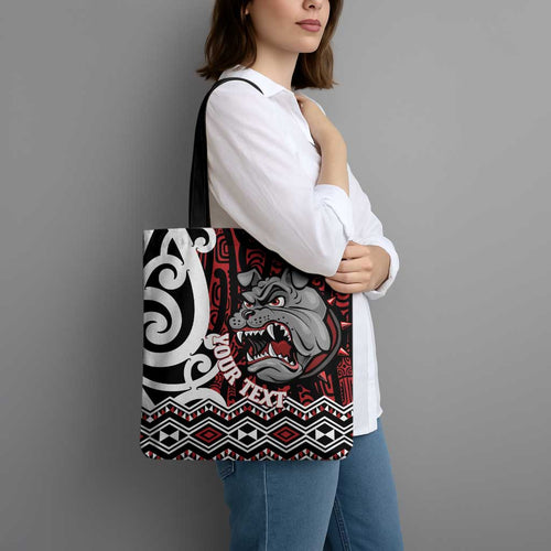 Personalised Aotearoa Bulldog Tote Bag New Zealand Maori Taniko Art - Aussie Hoodie