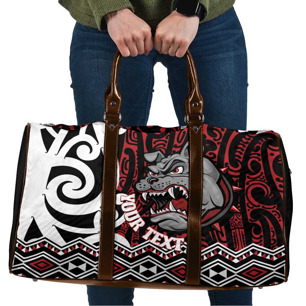 Personalised Aotearoa Bulldog Travel Bag New Zealand Maori Taniko Art - Aussie Hoodie