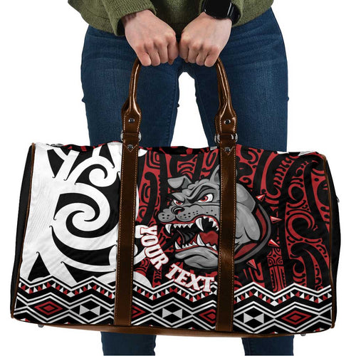 Personalised Aotearoa Bulldog Travel Bag New Zealand Maori Taniko Art - Aussie Hoodie