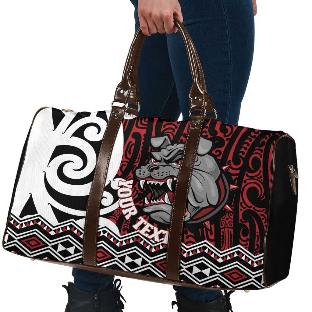Personalised Aotearoa Bulldog Travel Bag New Zealand Maori Taniko Art - Aussie Hoodie