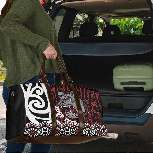 Personalised Aotearoa Bulldog Travel Bag New Zealand Maori Taniko Art - Aussie Hoodie