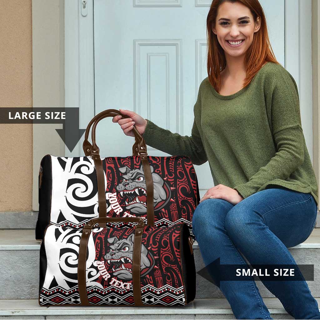 Personalised Aotearoa Bulldog Travel Bag New Zealand Maori Taniko Art - Aussie Hoodie