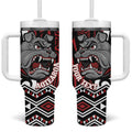 Personalised Aotearoa Bulldog Tumbler With Handle New Zealand Maori Taniko Art