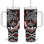 Personalised Aotearoa Bulldog Tumbler With Handle New Zealand Maori Taniko Art