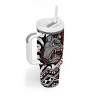 Personalised Aotearoa Bulldog Tumbler With Handle New Zealand Maori Taniko Art