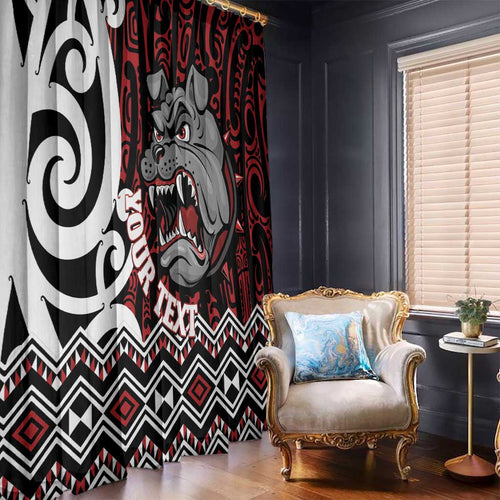 Personalised Aotearoa Bulldog Window Curtain New Zealand Maori Taniko Art