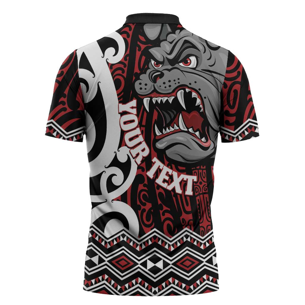 Personalised Aotearoa Bulldog Zipper Polo Shirt New Zealand Maori Taniko Art - Aussie Hoodie
