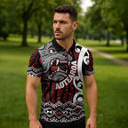 Personalised Aotearoa Bulldog Zipper Polo Shirt New Zealand Maori Taniko Art - Aussie Hoodie