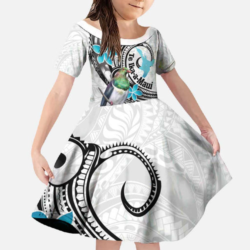 Aotearoa Te Ika-a-Maui Family Matching Off Shoulder Maxi Dress and Hawaiian Shirt South Island Kekeru Maori Koru