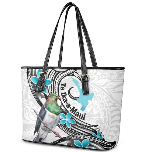 Aotearoa Te Ika-a-Maui Leather Tote Bag South Island Kekeru Maori Koru