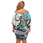 Aotearoa Te Ika-a-Maui Off Shoulder Short Dress South Island Kekeru Maori Koru