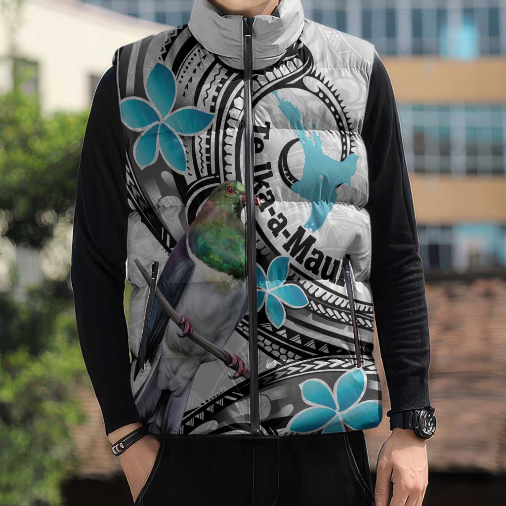 Aotearoa Te Ika-a-Maui Sleeveless Puffer Jacket South Island Kekeru Maori Koru - Aussie Hoodie