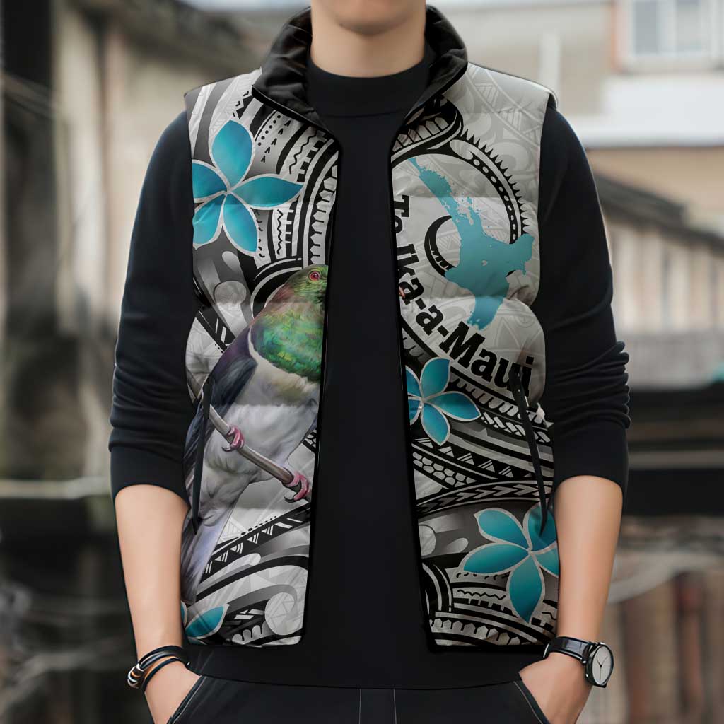 Aotearoa Te Ika-a-Maui Sleeveless Puffer Jacket South Island Kekeru Maori Koru - Aussie Hoodie