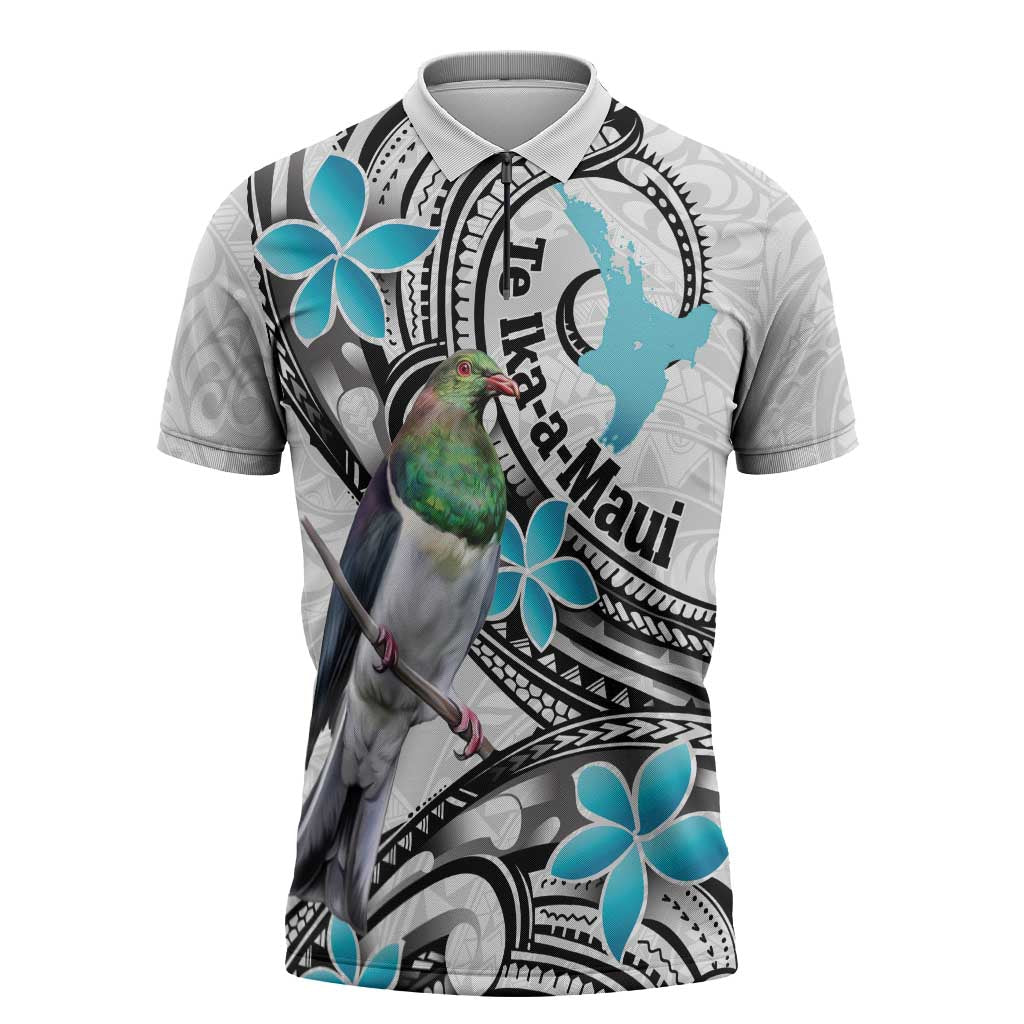 Aotearoa Te Ika-a-Maui Zipper Polo Shirt South Island Kekeru Maori Koru - Aussie Hoodie