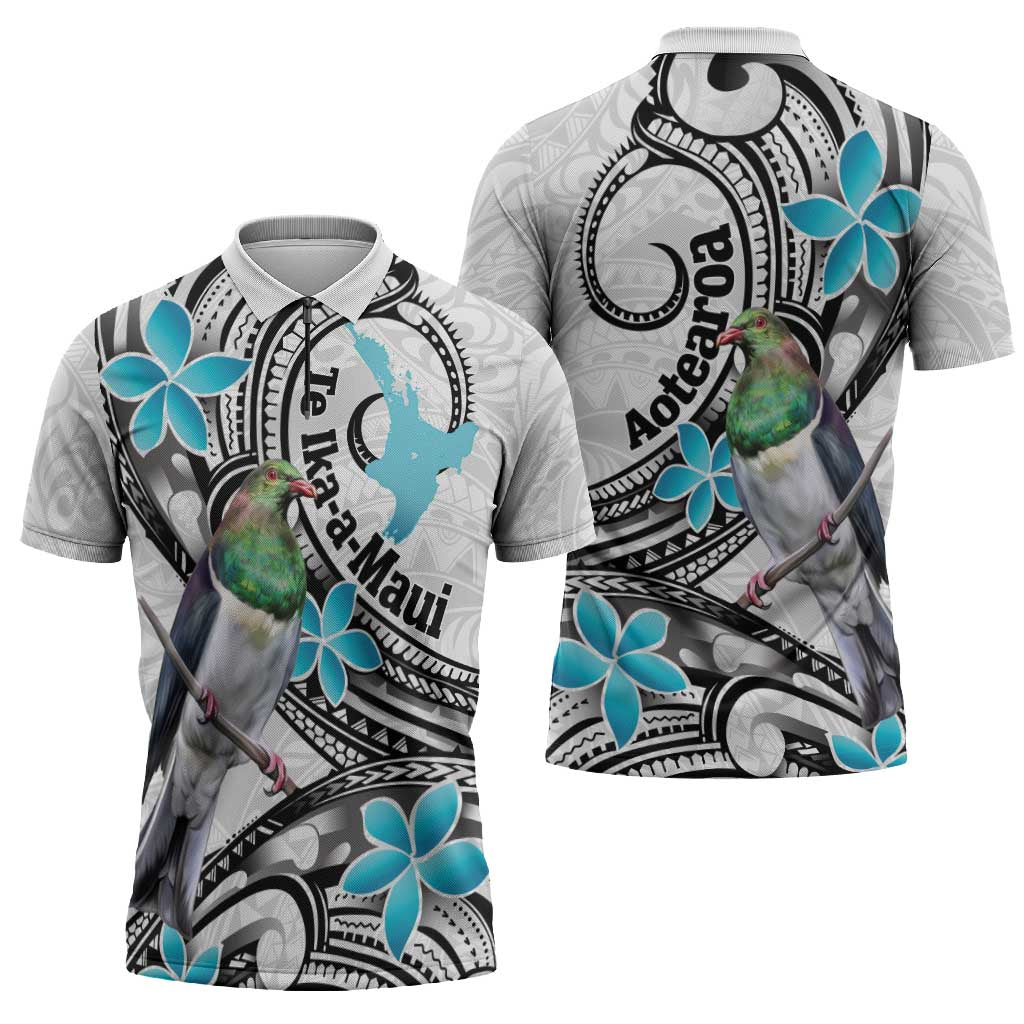 Aotearoa Te Ika-a-Maui Zipper Polo Shirt South Island Kekeru Maori Koru - Aussie Hoodie