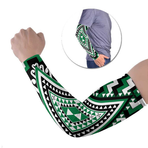 Green New Zealand Taniko Poutama Patikitiki Arm Sleeves - Aussie Hoodie