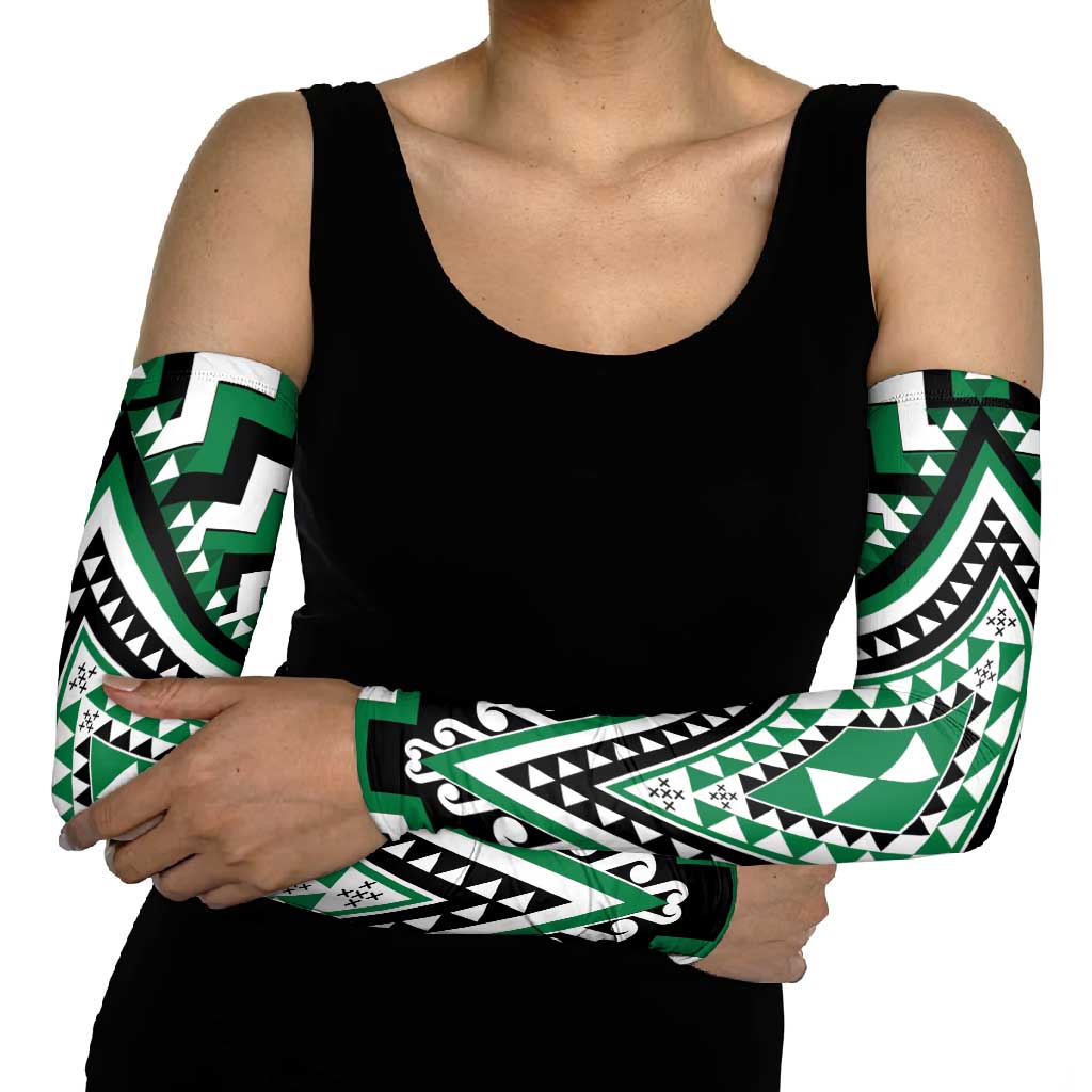 Green New Zealand Taniko Poutama Patikitiki Arm Sleeves - Aussie Hoodie
