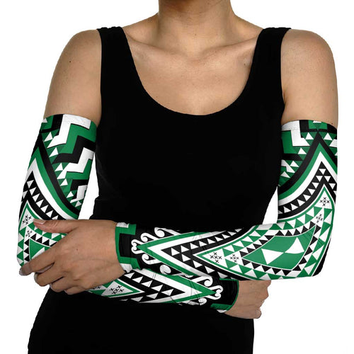 Green New Zealand Taniko Poutama Patikitiki Arm Sleeves - Aussie Hoodie
