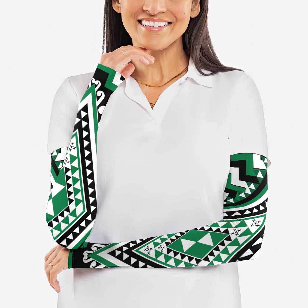 Green New Zealand Taniko Poutama Patikitiki Arm Sleeves - Aussie Hoodie