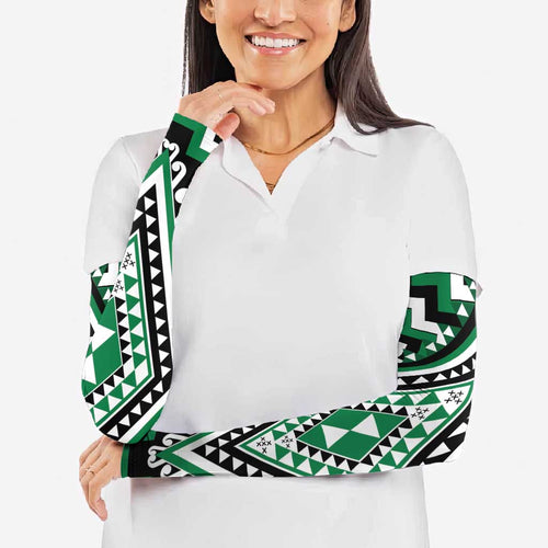Green New Zealand Taniko Poutama Patikitiki Arm Sleeves - Aussie Hoodie