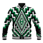 Green Aotearoa Taniko Poutama Patikitiki Baseball Jacket
