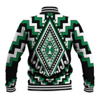 Green Aotearoa Taniko Poutama Patikitiki Baseball Jacket