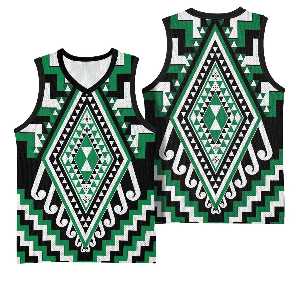 Green New Zealand Taniko Poutama Patikitiki Basketball Jersey - Aussie Hoodie